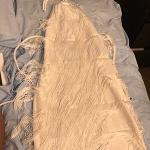 White fringe halter top dress